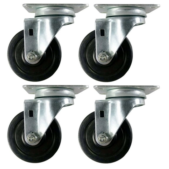 3-1/2" x 1-1/4" Hard Rubber Wheel Casters (A1) - 4 Swivels