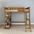 thumbnail image 2 of Max & Lily Solid Wood High Loft Bed,Twin Bed Frame For Kids With Bookcase and Ladder, Pecan, 2 of 12