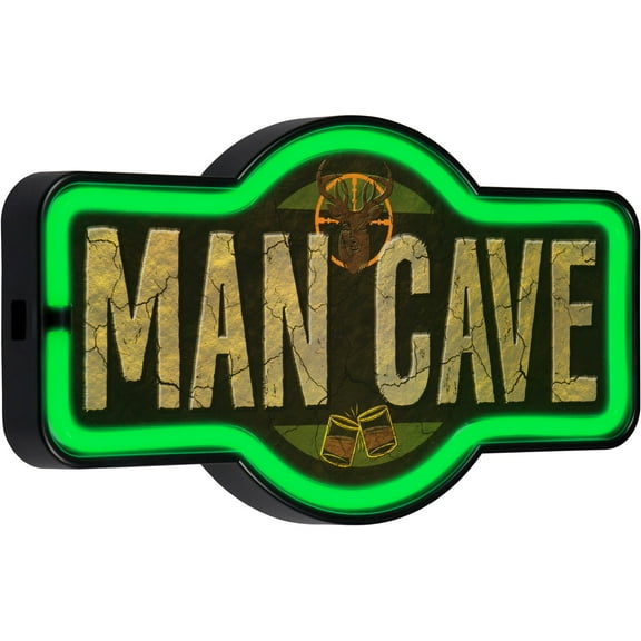 Man Cave LED Neon Sign Vintage Inspired Retro Wall Decor for the Home, Game Room, Bar, or Man Cave (17” x 9.5” x 2”)
