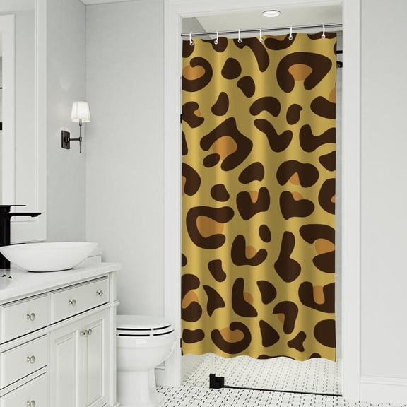 Yellow and Brown Of Leopard Print Shower Curtain 36"x72" ,Bathroom Decorative Shower Curtains Set with 12 Hooks,Modern Waterproof Washable Shower Curtain