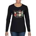 thumbnail image 2 of Wild Bobby Meowy Catmas, Christmas Cat Lover Design Sweater | Holiday Women Graphic Long Sleeve Tee, 2 of 5