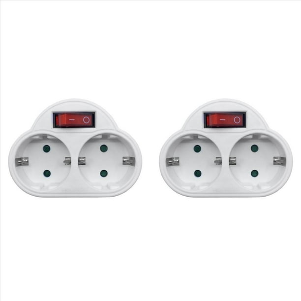 2X Enchufe MúLtiple EstáNdar de la UE 250V 16A Enchufe de ConversióN de Enchufe Doble con Interruptor de Salida Enchufe Adaptador de Corriente Enchufe Enchufe de la UE