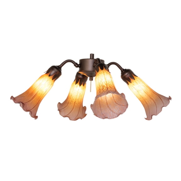 Meyda Tiffany 261506 Amber/Purple Tiffany Pond Lily 19" Wide 4 Light Ceiling Fan Light Kit