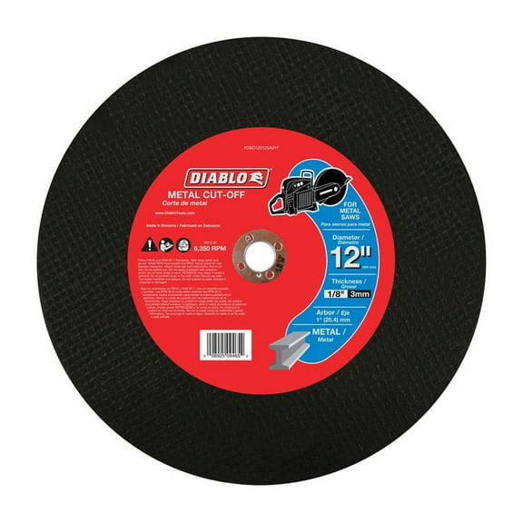 Diablo 12 in. Dia. x 1 in. Aluminum Oxide Metal Cut-Off Disc 1 pk