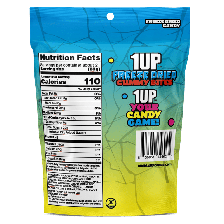 1UP Freeze Dried Gummy Bites, 2.0 oz Resealable Bag