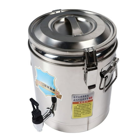 Insulated Soup and Rice Bucket, Commercial Stainless Steel Food Warmer with Faucet and Locking Lid