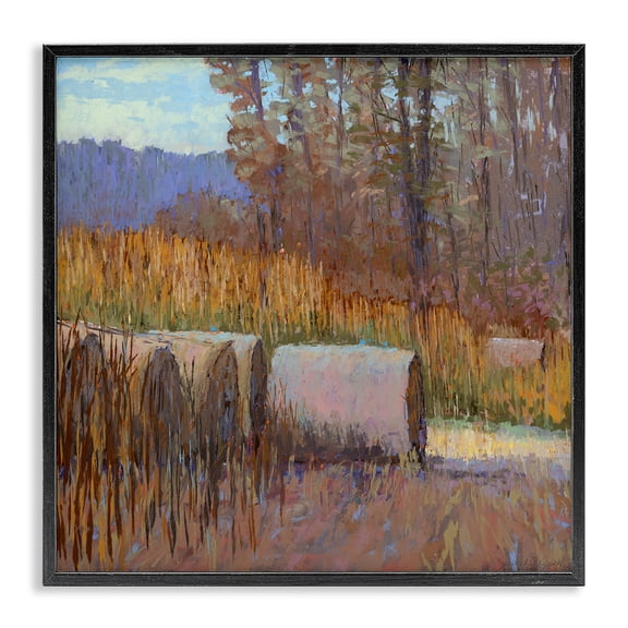 Stupell Industries Farmhouse Country Hay Bales Black Framed Giclee Art, 12 x 12, by Carol Strock Wasson