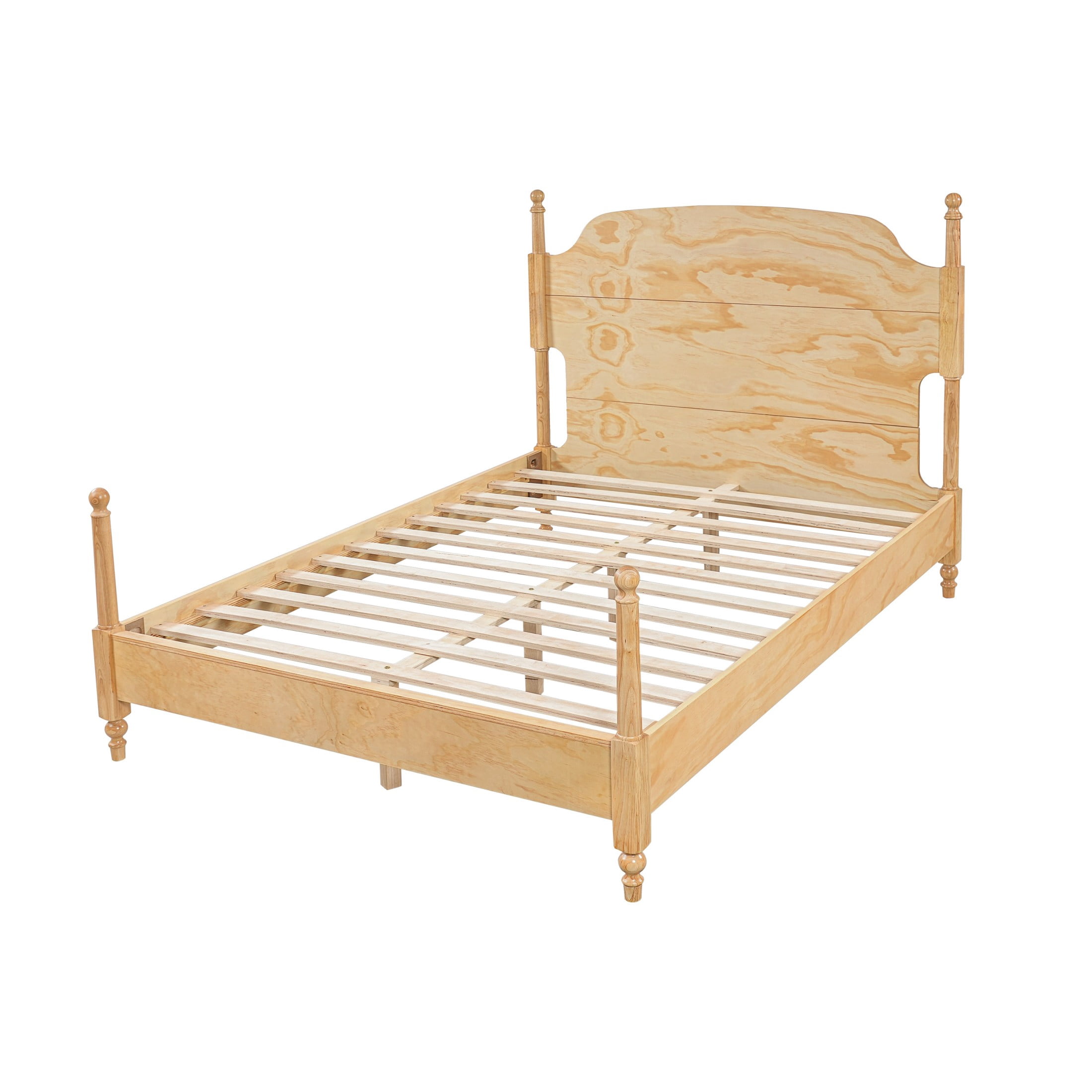 Christopher Knight Home Traditional Solid Wood Post Bed Frame with Arched Headboard, Queen, Natural