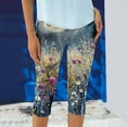 thumbnail image 5 of Capri Leggings for Women Fashion Floral Printed High Waist Workout Lounging Yoga Pants Running Gym Leggings (M, Blue 1), 5 of 6
