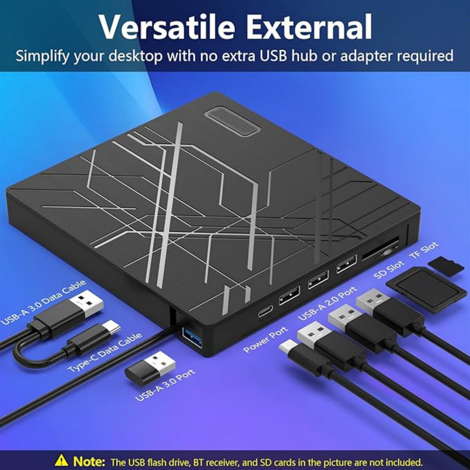 External Disc Drive With USB3.0 Type C Double Port Highly Speed Burning Brushed Texture For Computer Data Management