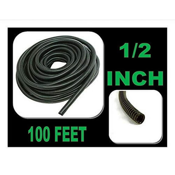 DC Sound DCSLT12 100 FT 1/2" Inch 13mm Split Loom Tubing Wire Conduit Hose Cover Auto Home Marine Black Marine Black