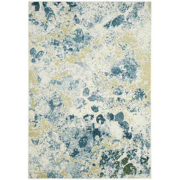 SAFAVIEH Watercolor Isabella Abstract Colorful Area Rug, Ivory/Light Blue, 4' x 6'