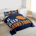 thumbnail image 3 of jejeloiu Basketball Sport Theme Queen Comforter Set,Boys Ball Game Bedding Comforter Set For Teens Reversible 3 Pieces, 3 of 8