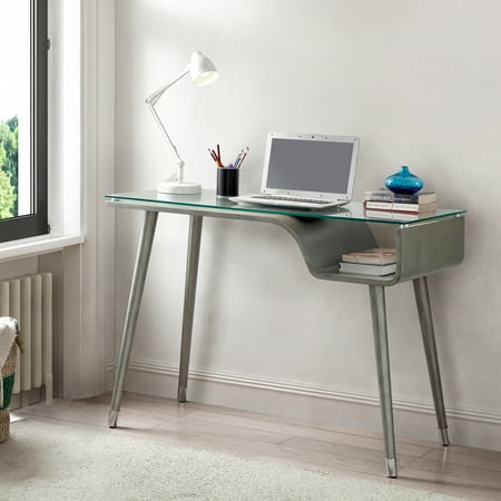 Furniture Of America Minjo Modern 44 Inch Glass Top Writing Desk