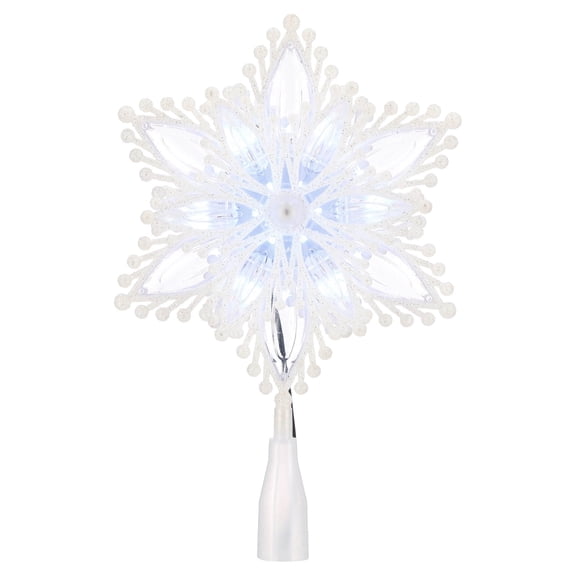 LED Snowflake Christmas Tree Topper, White, 12.5", by Holiday Time