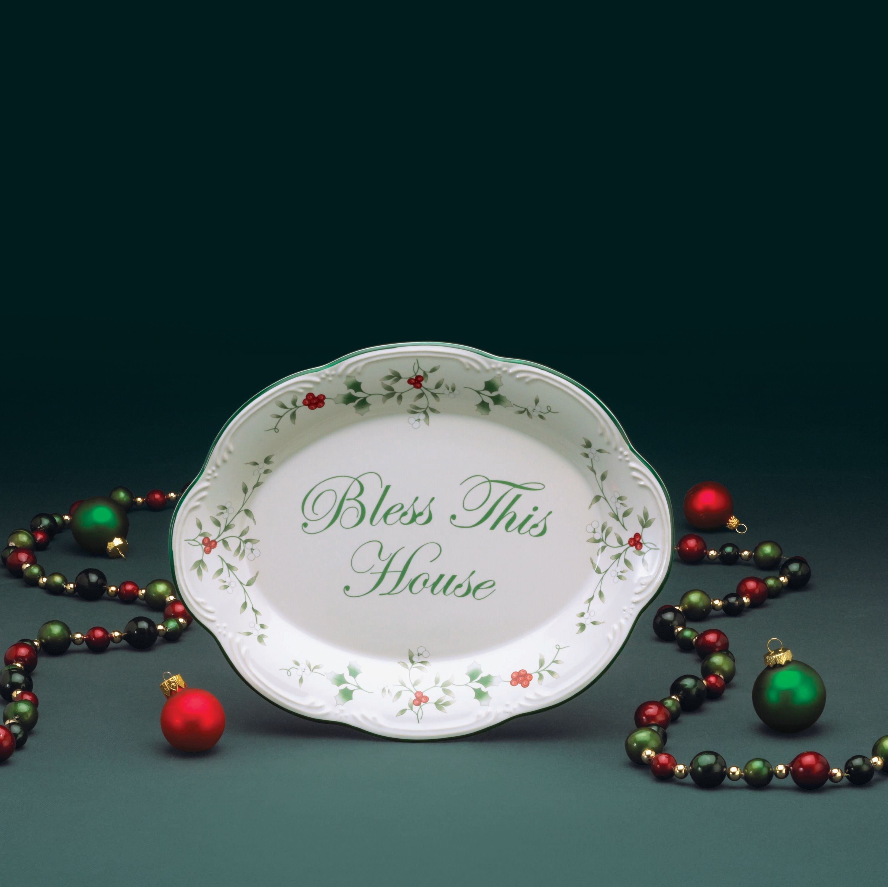 Pfaltzgraff Winterberry "Bless This House" Serving Platter