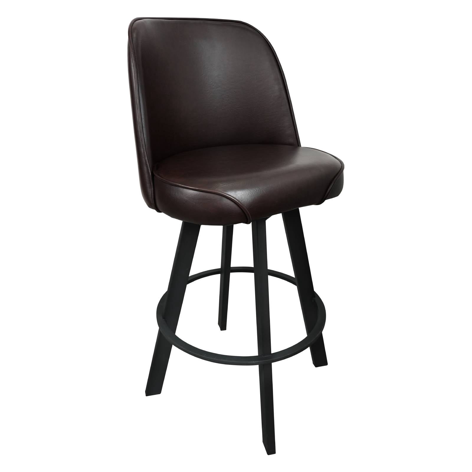 Swivel Bar Stools Set of 2 Counter Height Swivel Bar Stools with Backs, Faux Leather Barstools for Kitchen Island, Home Bar, Brown