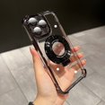 thumbnail image 1 of Plating Clear Phone Case For IPhone 11/12/13/14/15 Pro Max Plus Shockproof Transparent Hard Phone Back Cover With Bracket, 1 of 5