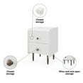 thumbnail image 6 of Boahaus Granada Modern White Nightstand, Compact Bedside Table with Solid Wood Legs, Curved Edges & Tray-Style Top, for Bedroom, 6 of 7