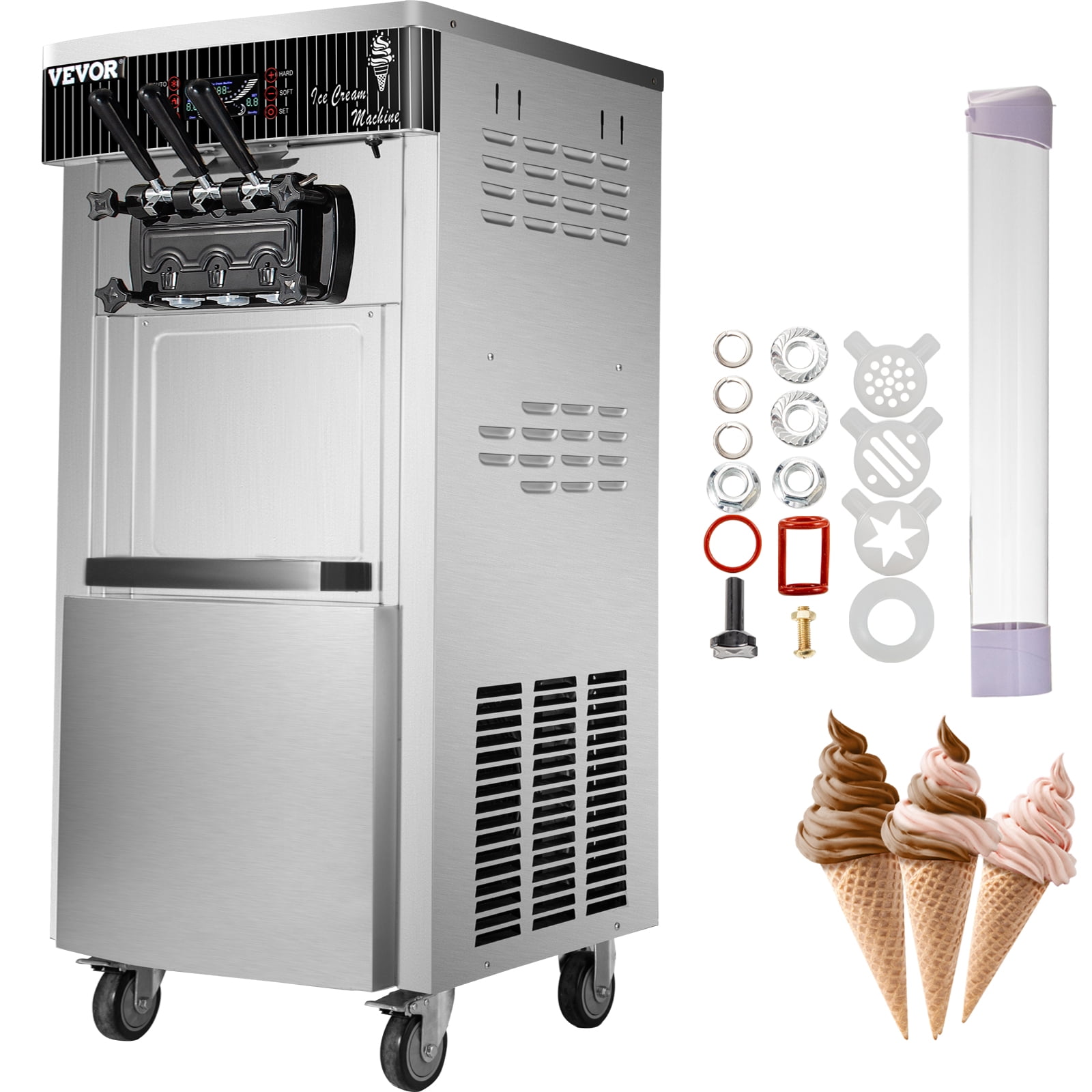 Vevor 2200w Commercial Soft Ice Cream Machine 3 Flavors 5 3 To 7