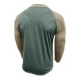 thumbnail image 5 of Donemore Men's Color Block Button-Up Long Sleeve Raglan T-Shirt Knit Cotton Casual Top, 5 of 6