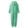 thumbnail image 6 of Mercatoo Kids Girl's Fuzzy Onesi𝐞 Fleece Warm Zipper Hooded Jumpsuit Sherp𝐚 Rompe𝐫 One Piece Animal Outfit Soft Plush Snowsuit Winter, 6 of 6