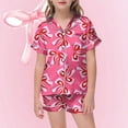 thumbnail image 2 of Ensemble de Pyjama Fille Imprimé Manches Courtes Pyjama Fille à Boutons Ensemble Pjs Tenue de Nuit Tenues Petites Filles Pyjamas Garçons Filles Mode, 2 of 4