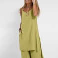 thumbnail image 4 of Conjunto de Pantalones Cortos de Verano con Cuello en V, Blusa sin Mangas Y Pantalones de Bolsillo Sueltos, Traje Casual de 2 Piezas para Mujeres, Conjunto de Mezcla de Algodón de Lavado a Mano, 4 of 9