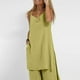thumbnail image 4 of Conjunto de Pantalones Cortos de Verano con Cuello en V, Blusa sin Mangas Y Pantalones de Bolsillo Sueltos, Traje Casual de 2 Piezas para Mujeres, Conjunto de Mezcla de Algodón de Lavado a Mano, 4 of 9
