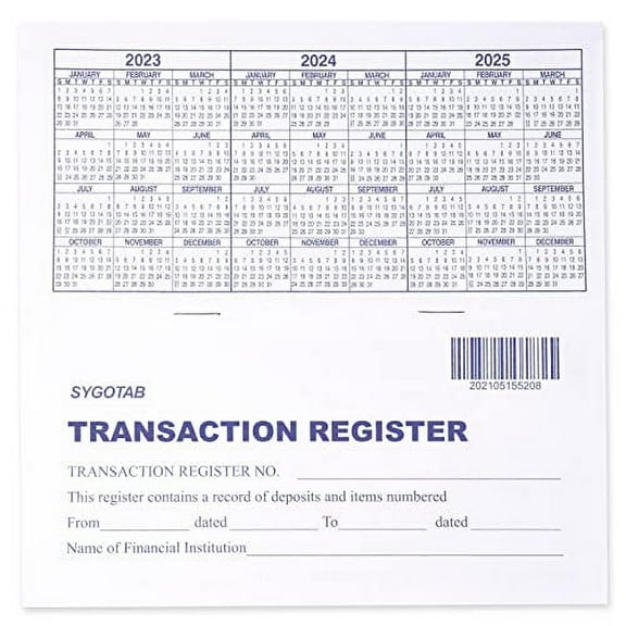 SYGOTAB Transaction Checkbook Registers, 12 Count