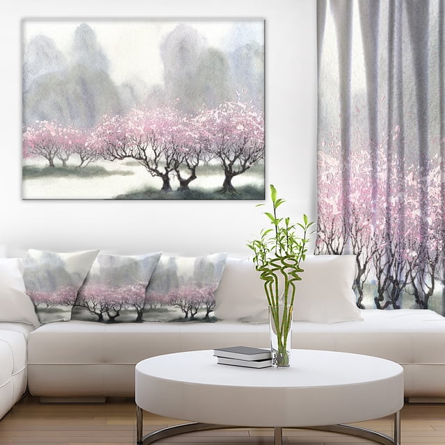 Flowering Trees at Spring - Landscape Art Print Canvas