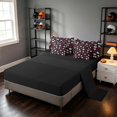 thumbnail image 4 of Manfei Football Soccer Full Size Bedding Sets, Cute Bowknot Full Size Bed in a Bag, Black HotPink White, Black Reversible 7-Piece, 4 of 6