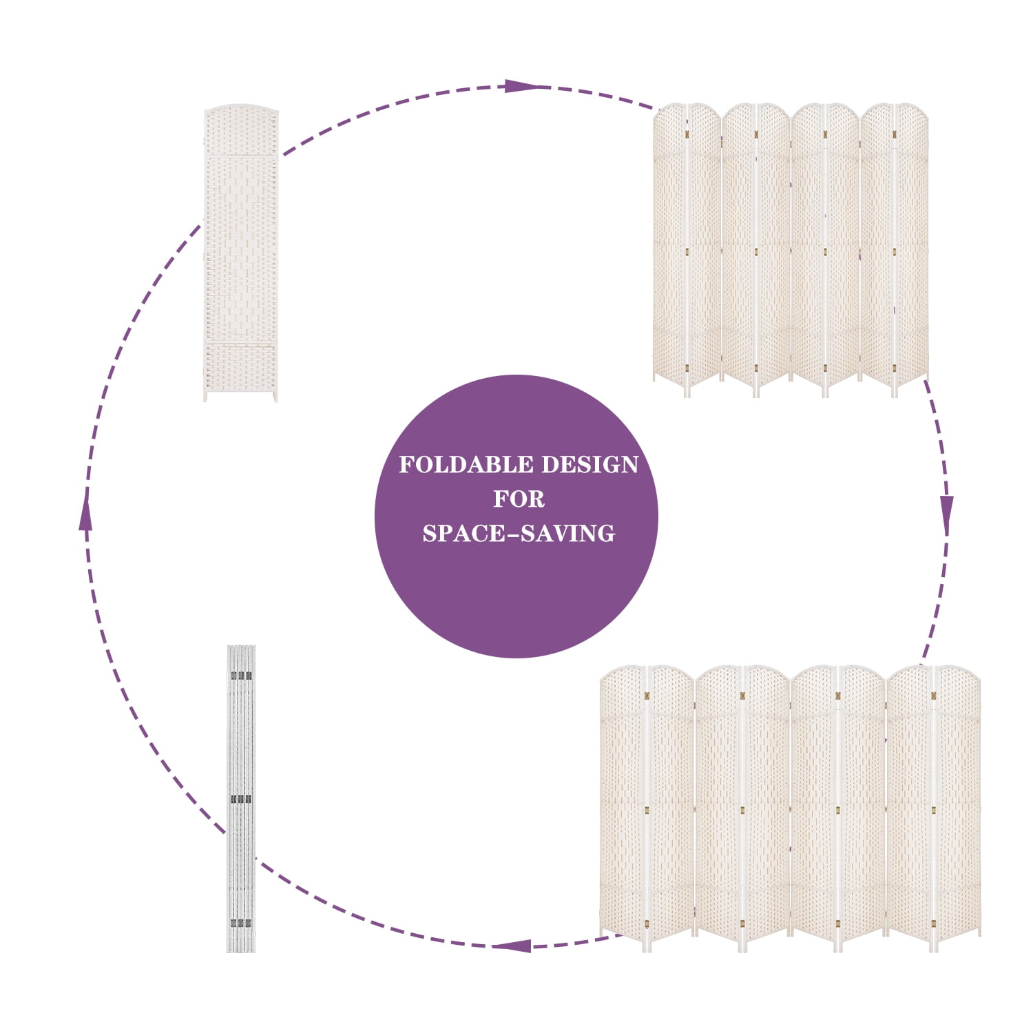 Buy Oriental Traditional Rattan Wood Handmade Room Divider Screen, 8