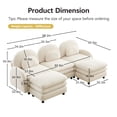 thumbnail image 5 of HUTWIFE 98.2" 3-Seater Teddy Velvet Couch, Beige White Modular Sofa with Two Ottoman, Curved Back & Lumbar Pillows, 5 of 9