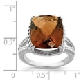 thumbnail image 2 of Sterling Silver Rhodium Checker-Cut Whiskey Quartz Ring - Size 8, 2 of 2