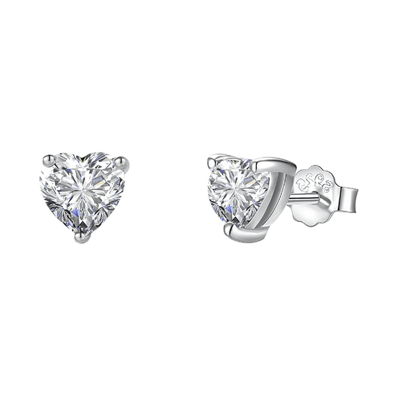 Vogem For Women Silver Cubic Zirconia Stud Earrings Heart Stud Earrings Stainless Steel Hypoallergeni Jewellery