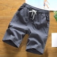 thumbnail image 3 of Pantalones cortos de algodón a la moda para hombre, Shorts de cintura elástica hasta la rodilla, ropa de Golf informal, Color sólido, Verano, 3 of 4