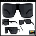 thumbnail image 2 of Fancy Large Oversized Curved Panel Monoblock Shield Sport Plastic Sunglasses All Black, 2 of 7