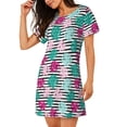 thumbnail image 2 of Logiee Tropical Leaves Print Nightgowns for Women,Soft Short-Sleeved Lightweight Sleepwear, Loose Sleepshirts, 2 of 6