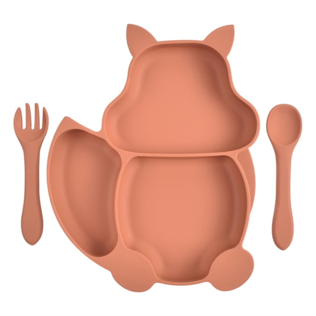 Ptos de silicona para bebés - Ptos partidos para para y Ptos para bebés con ventosas adaptaciónción a de des naranja CUTICAT Plato dividido para niños