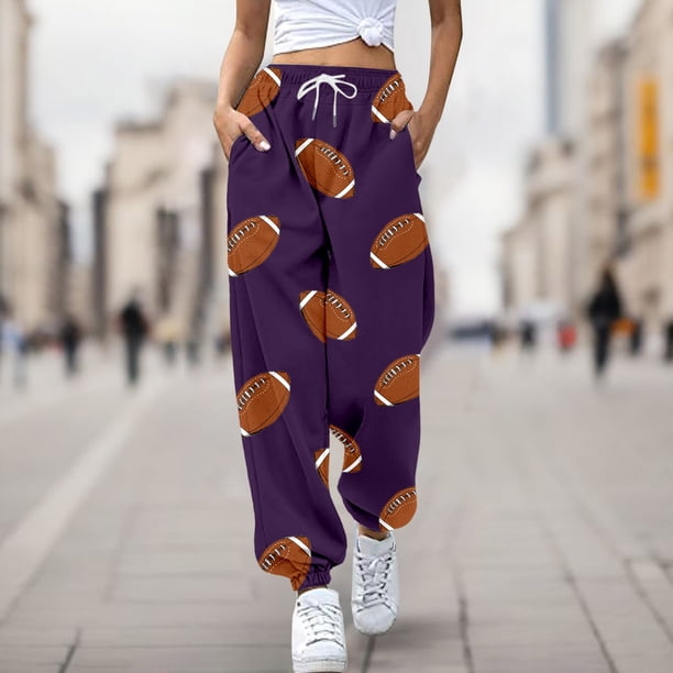WILLBEST Pantalones Casuales para Mujer con Estampado de Rugby, Bolsillos Sueltos, Cintura Alta, Tiras En el Tobillo, para Un Estilo y Comodidad Diarios. Chica
