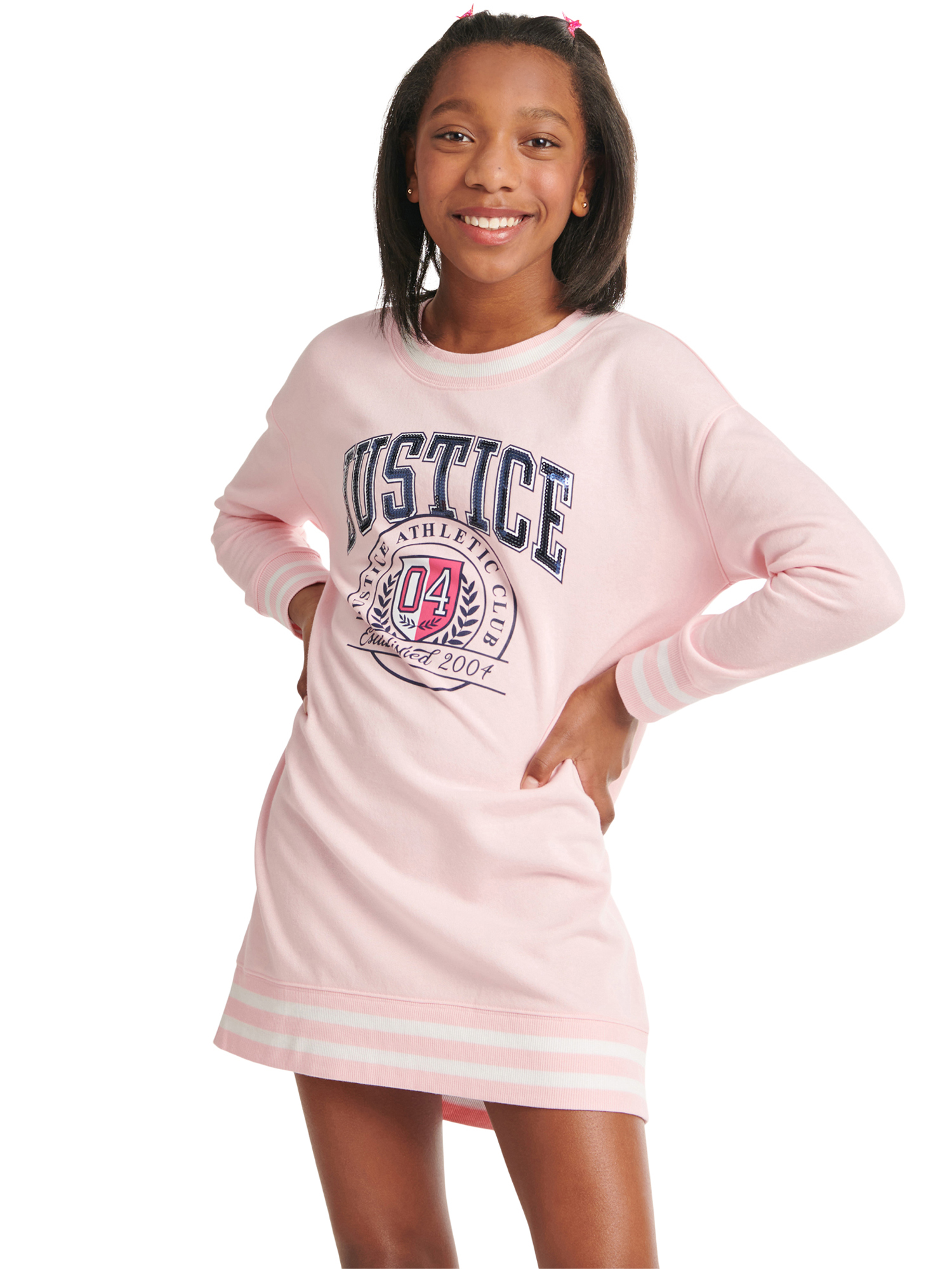 Justice Girls Rib Cuff Sweatshirt Dress, Sizes XS-XLP - Walmart.com
