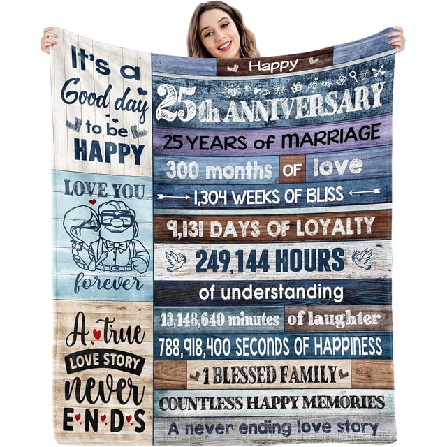 XZYG Customized Blanket for Wife Husband Parents 25th Wedding Anniversary Gift(60*80inch)