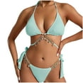 thumbnail image 2 of Feimerou Women String Bikini Set Tie Side Thong Sexy Halter Swimsuits 2 Pieces Bikinis Bathing Suits V Neck Sparkly Two Piece Swimsuit Deals Of The Week, 2 of 9