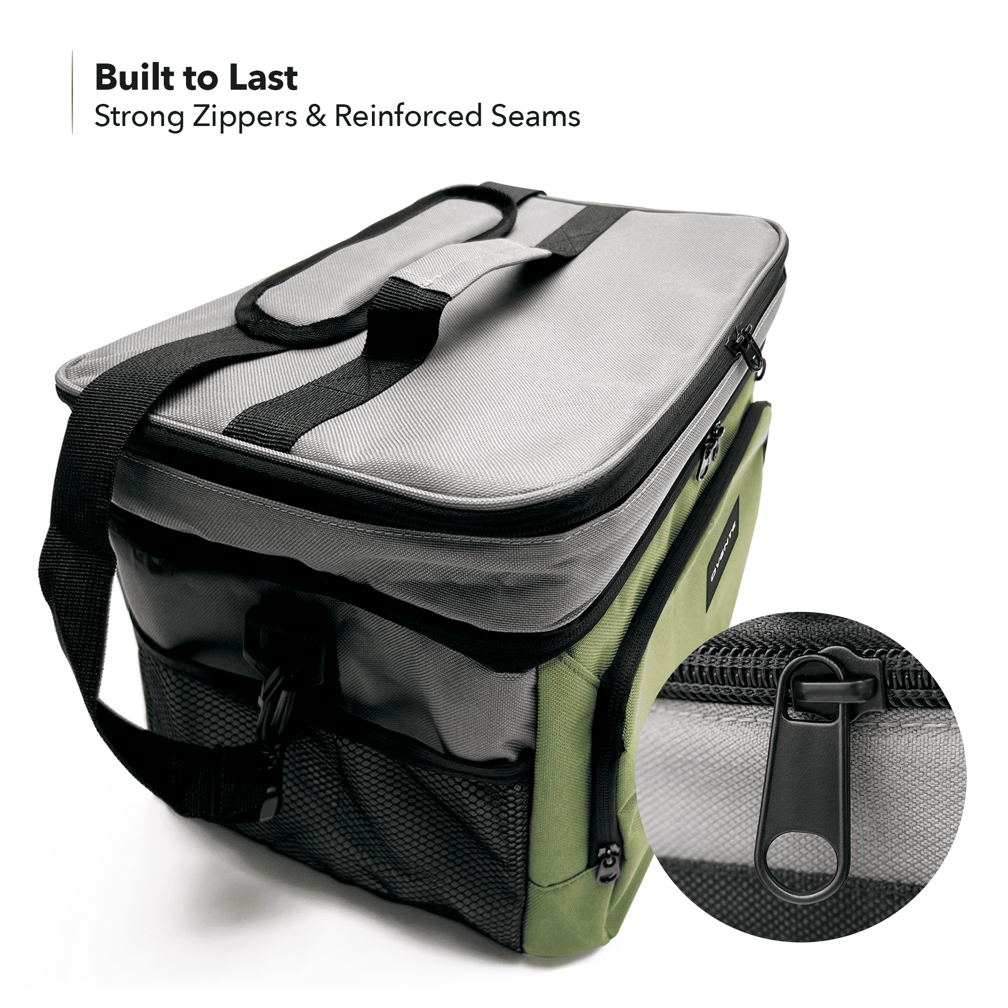 OVENTE Collapsible Soft Cooler Bag, Insulated Lunch Bag with Double-Deck Leakproof Compartments, Waterproof Exterior, Portable for Work, Travel, Beach, Camping and Road Trips, Green CCBI024GG