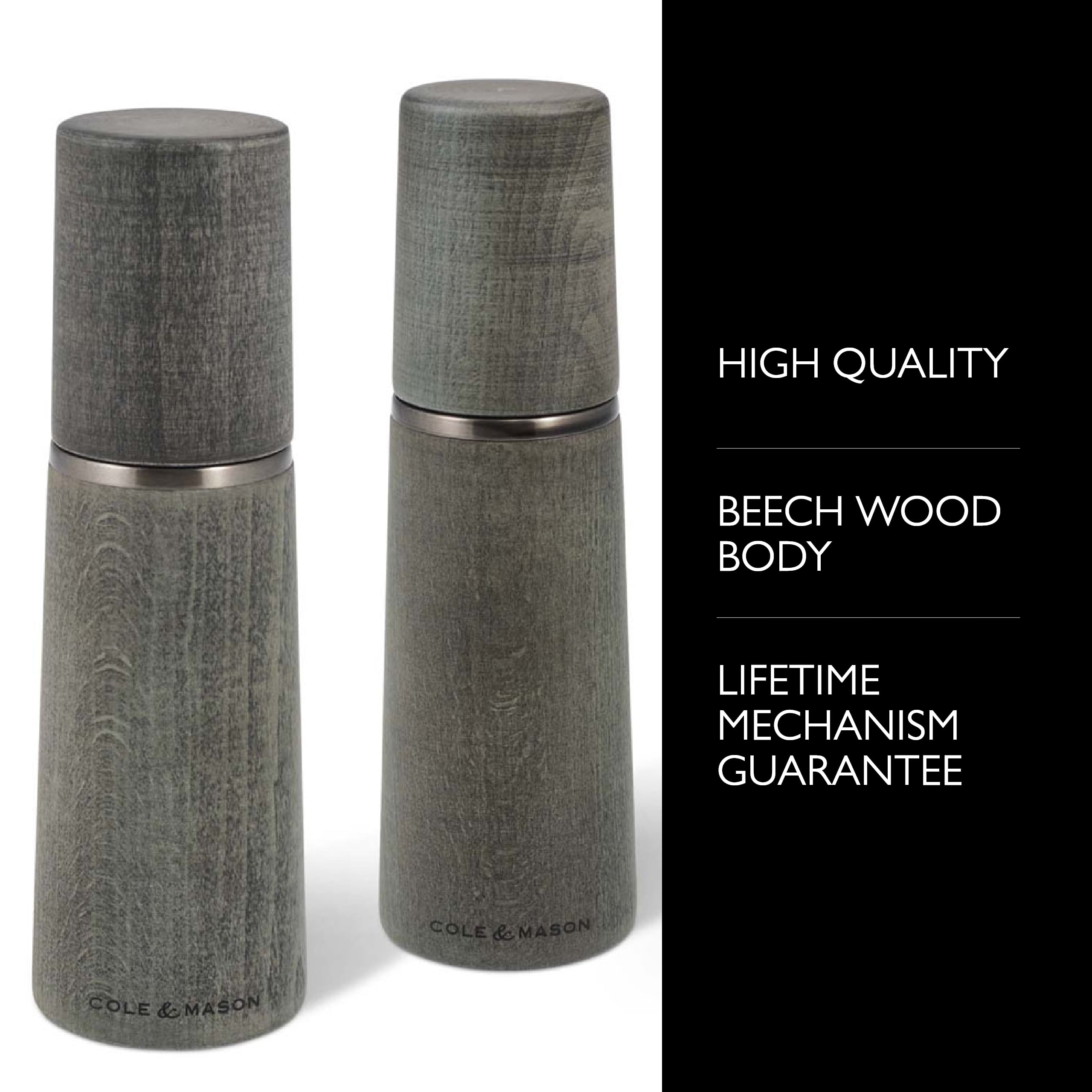 Cole & Mason Marlow Salt and Pepper Grinder Mill Gift Set, Gray with Refill Top & Ceramic Mechanism