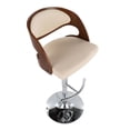 thumbnail image 4 of Pino Mid-Century Modern Adjustable Barstool With Swivel In Walnut And Cream Faux Leather - Set Of 2, 4 of 9