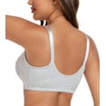 thumbnail image 4 of Exerin Women's Front Closure Bras Wireless Comfort Unlined Full Coverage Cotton Bra(38C,Grey), 4 of 6