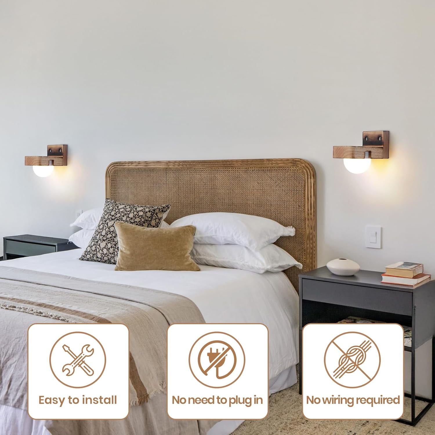 KEESFU Picture Lights for Wall Set of 2, Battery Operated Wall Sconce with Remote,3 Color Dimmable & 12 RGB Rechargeable Wall Sconce,Wireless Wall Light for Pictures Bedroom Display Reading Bedside.