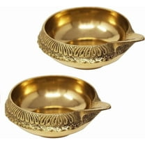 RATAN ENTERPRISES Kuber Diya Puja Set of 2 Brass Kuber Diya Oil Lamp for Home Decoration for Diwali Festival and All Occasions